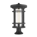 Z-Lite Jordan 1 Light Outdoor Pier Mounted Fixture, Black And Clear Seedy 570PHXL-553PM-BK